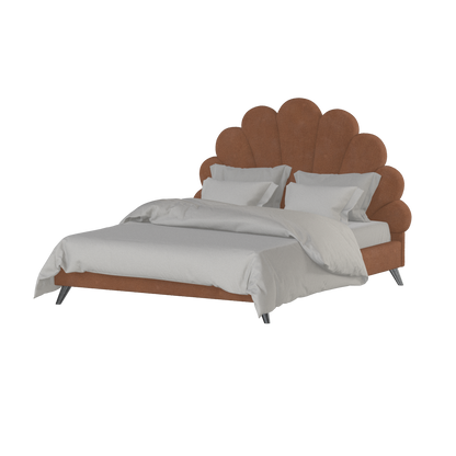 Evelina Curved Headboard Bed in Soft Upholstery
