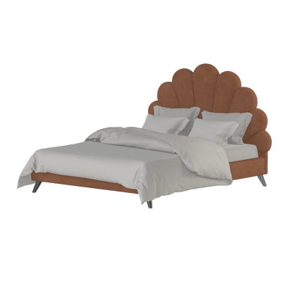 Evelina Curved Headboard Bed in Soft Upholstery