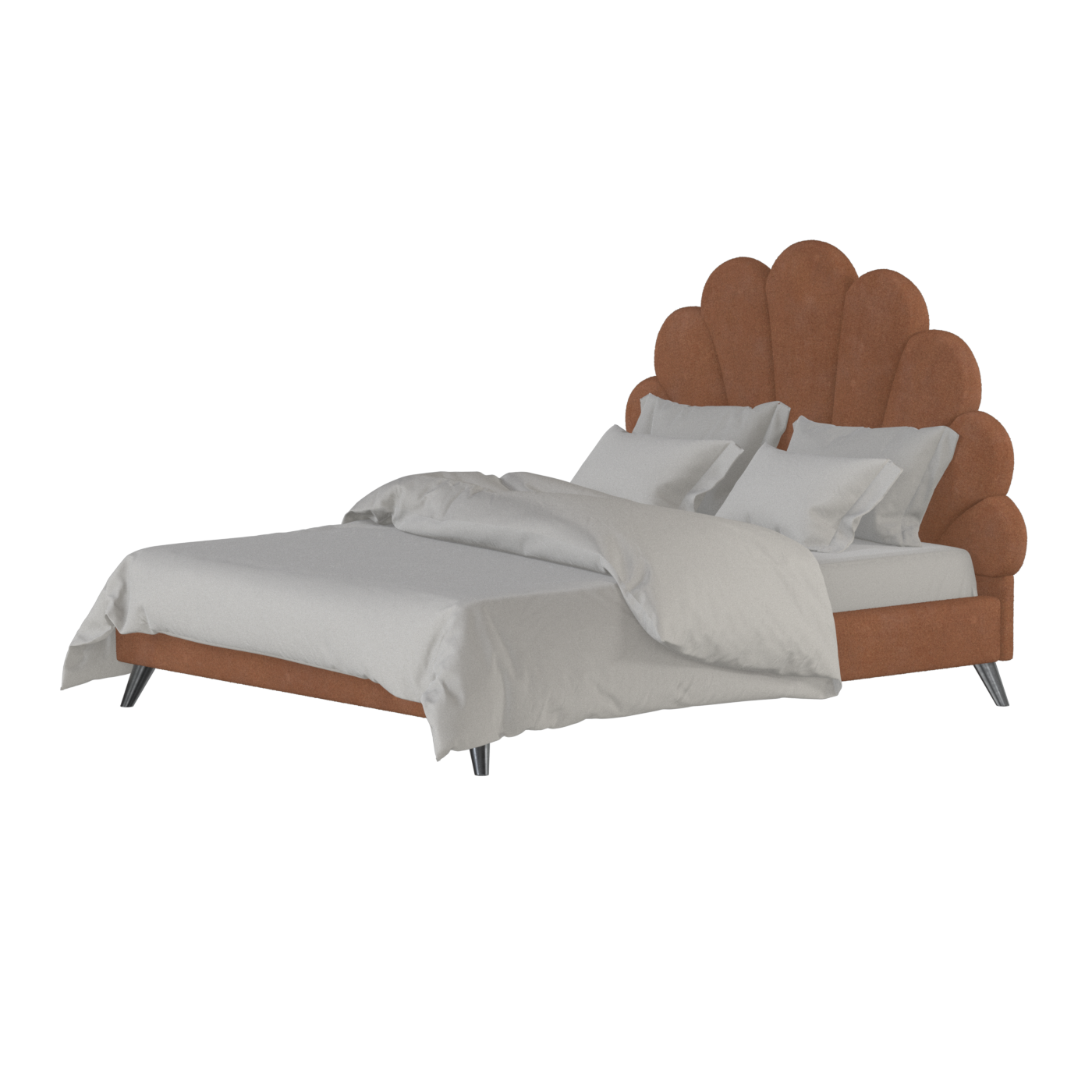 Evelina Curved Headboard Bed in Soft Upholstery