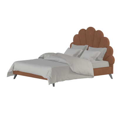 Evelina Curved Headboard Bed in Soft Upholstery