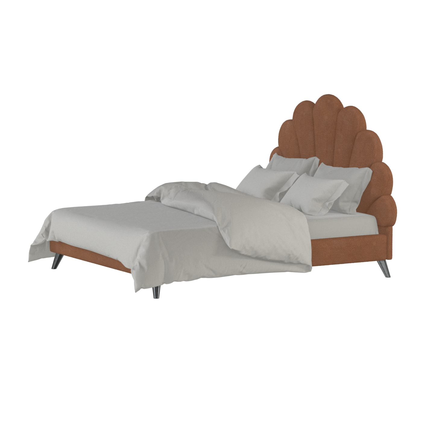 Evelina Curved Headboard Bed in Soft Upholstery
