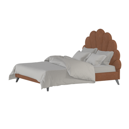 Evelina Curved Headboard Bed in Soft Upholstery
