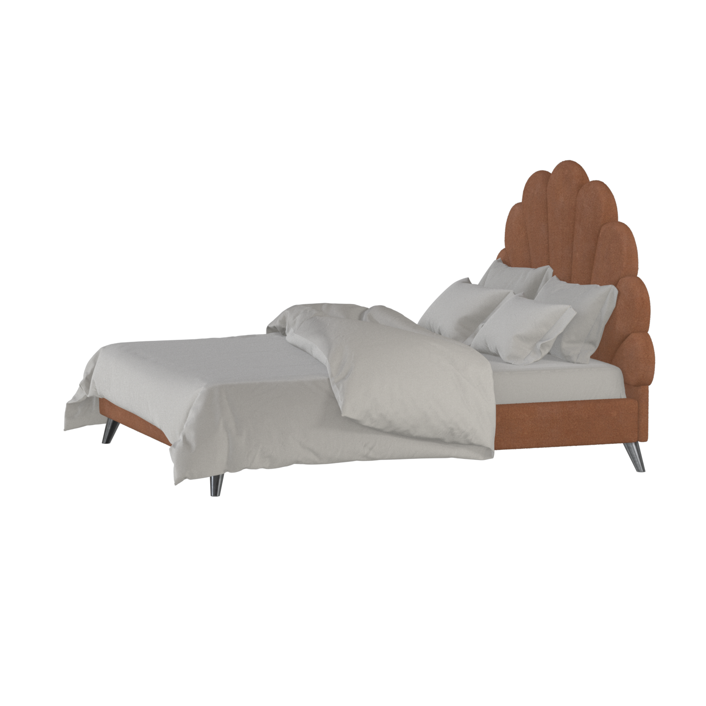 Evelina Curved Headboard Bed in Soft Upholstery