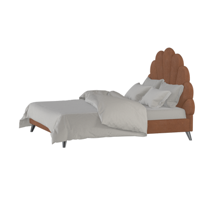 Evelina Curved Headboard Bed in Soft Upholstery