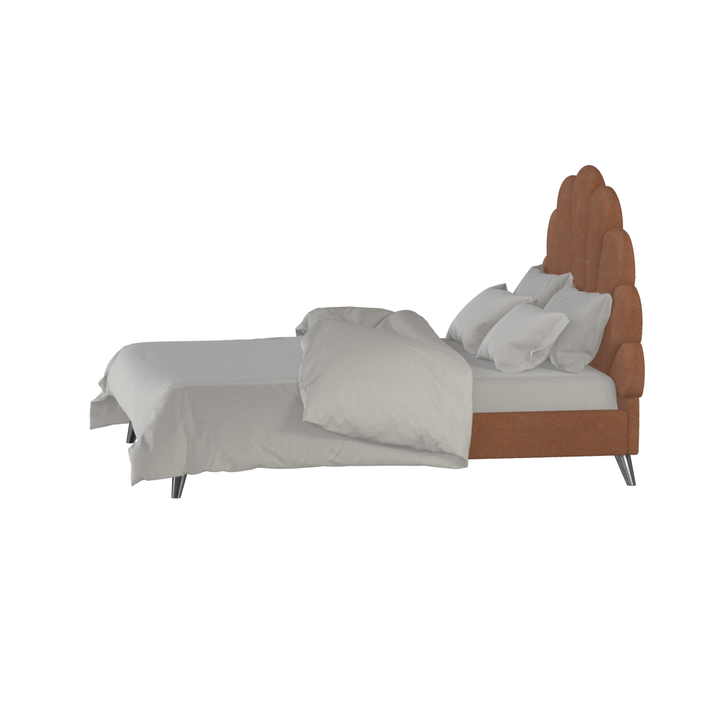 Evelina Curved Headboard Bed in Soft Upholstery