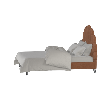 Evelina Curved Headboard Bed in Soft Upholstery
