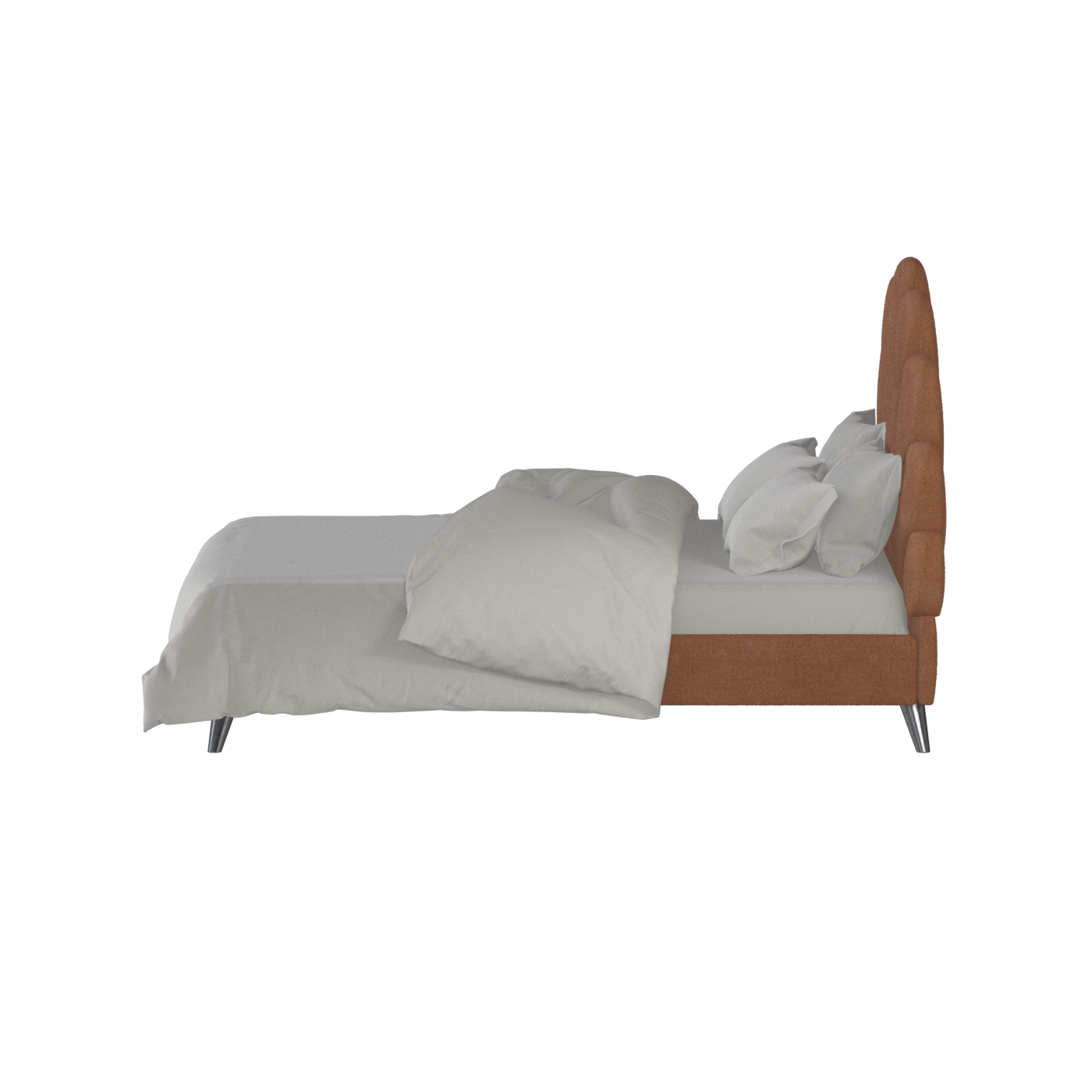Evelina Curved Headboard Bed in Soft Upholstery