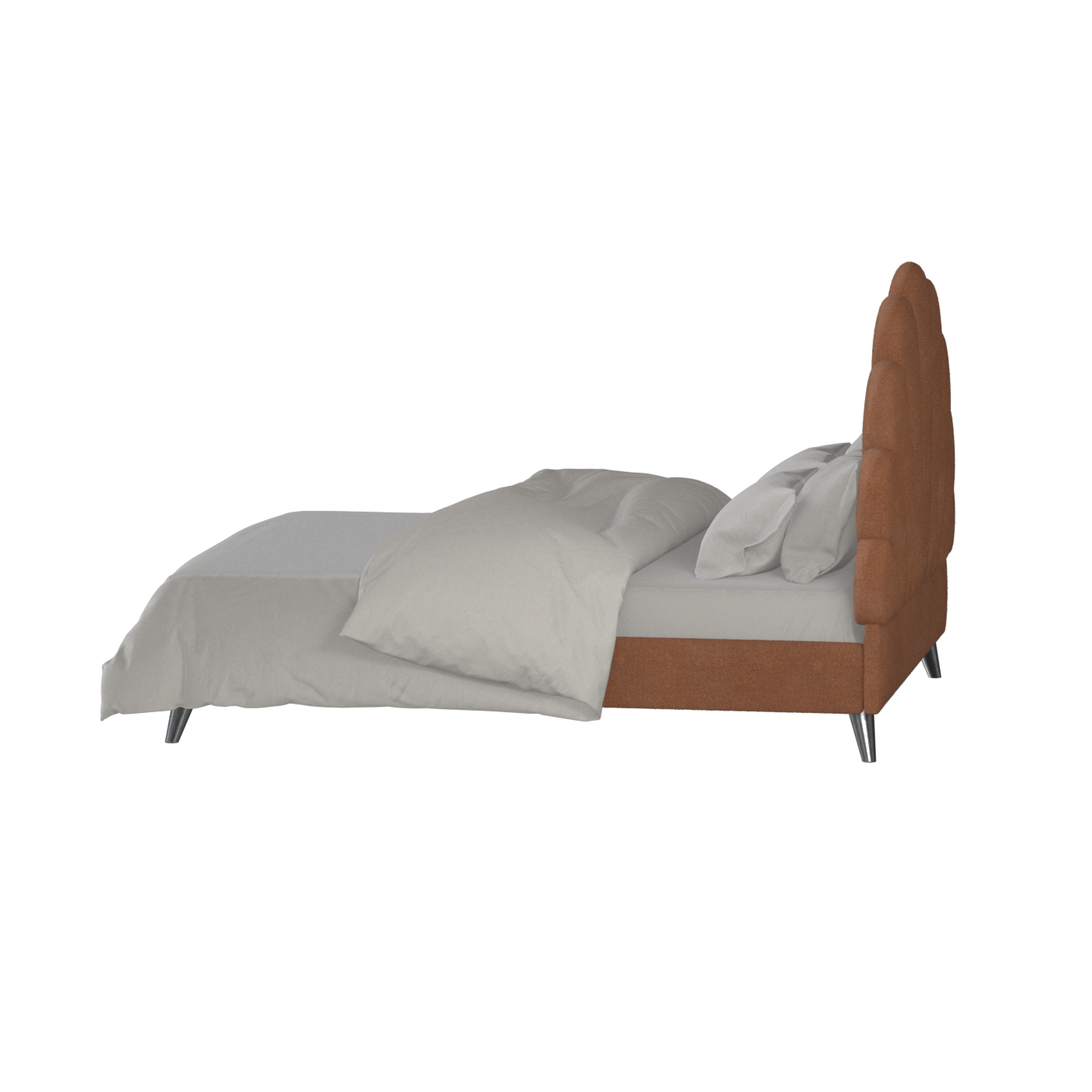 Evelina Curved Headboard Bed in Soft Upholstery