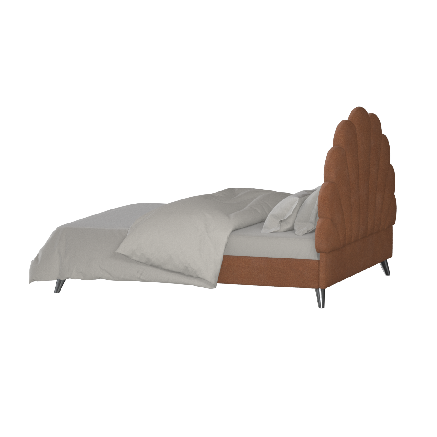 Evelina Curved Headboard Bed in Soft Upholstery