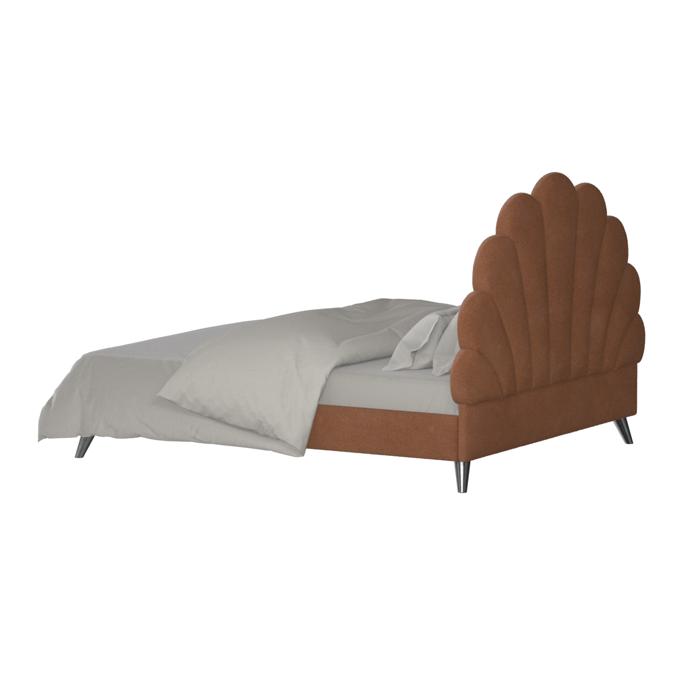 Evelina Curved Headboard Bed in Soft Upholstery