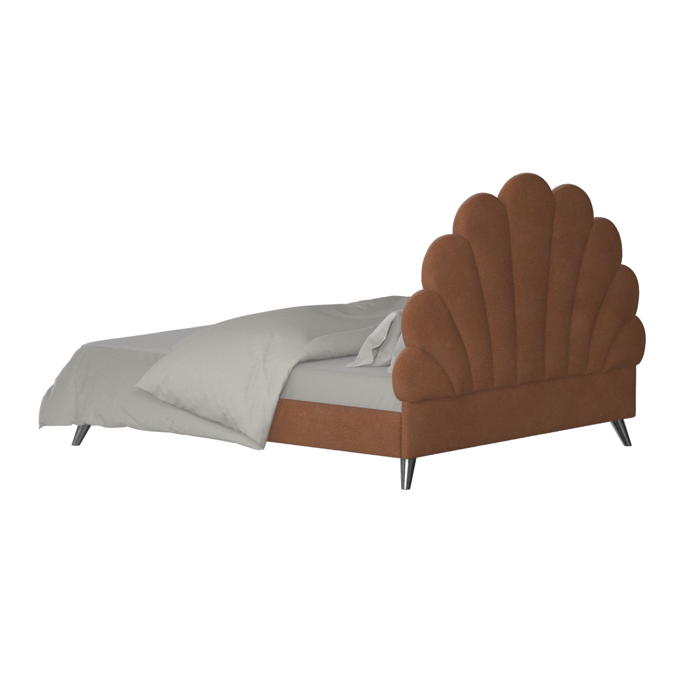 Evelina Curved Headboard Bed in Soft Upholstery