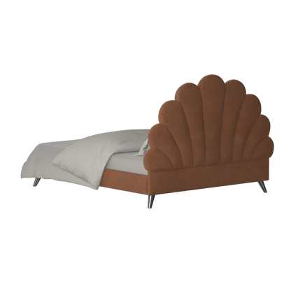 Evelina Curved Headboard Bed in Soft Upholstery