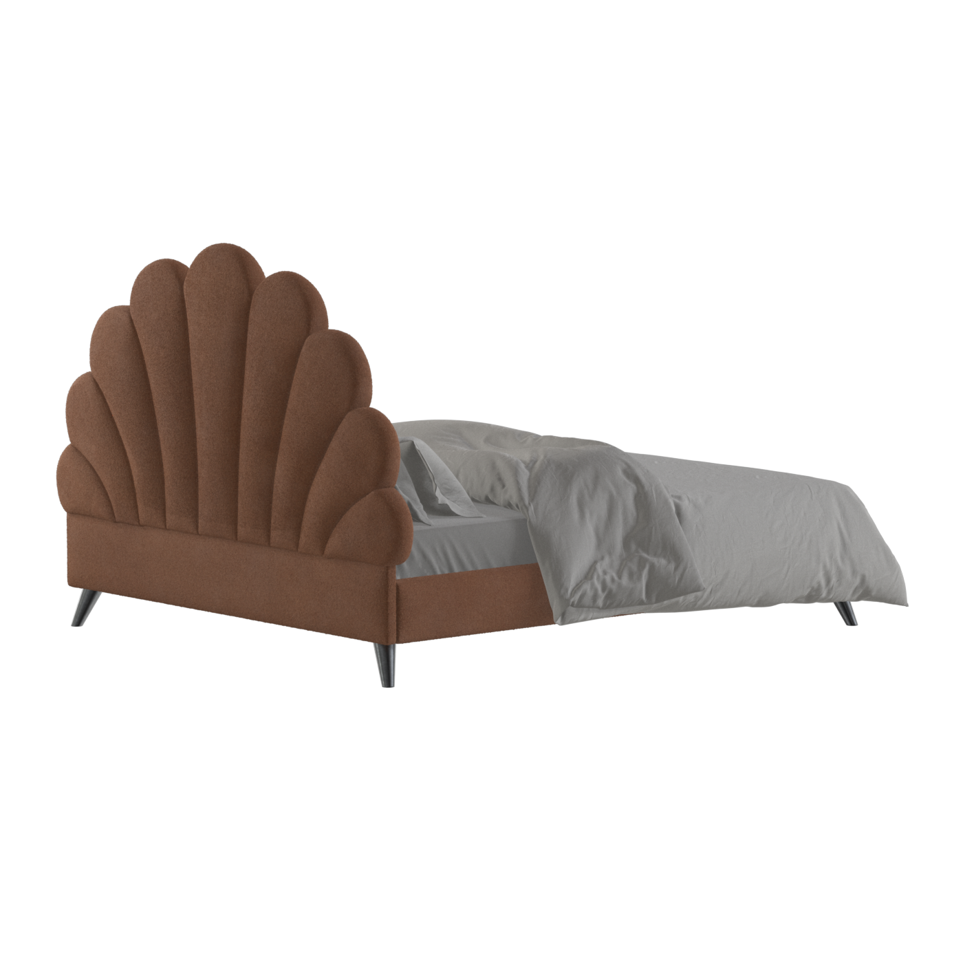 Evelina Curved Headboard Bed in Soft Upholstery