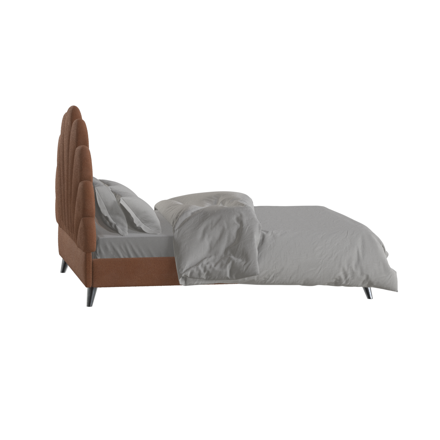 Evelina Curved Headboard Bed in Soft Upholstery