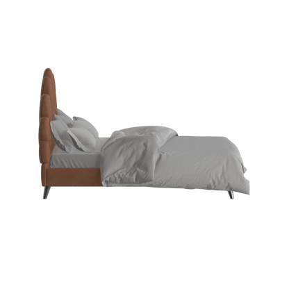 Evelina Curved Headboard Bed in Soft Upholstery