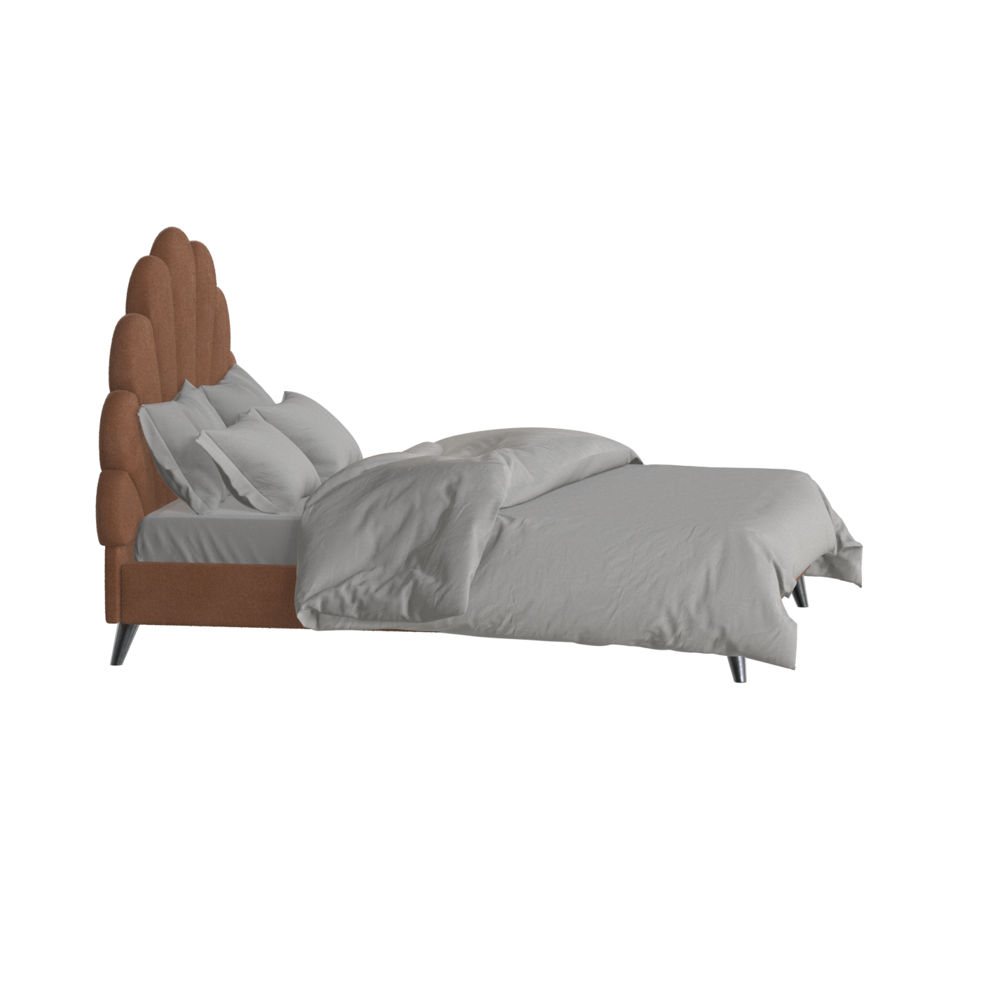 Evelina Curved Headboard Bed in Soft Upholstery
