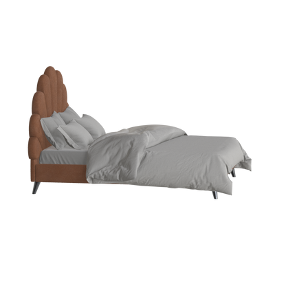 Evelina Curved Headboard Bed in Soft Upholstery