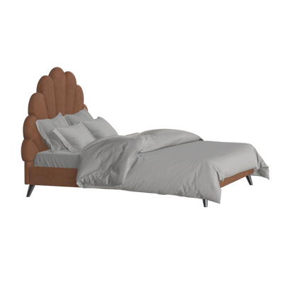 Evelina Curved Headboard Bed in Soft Upholstery