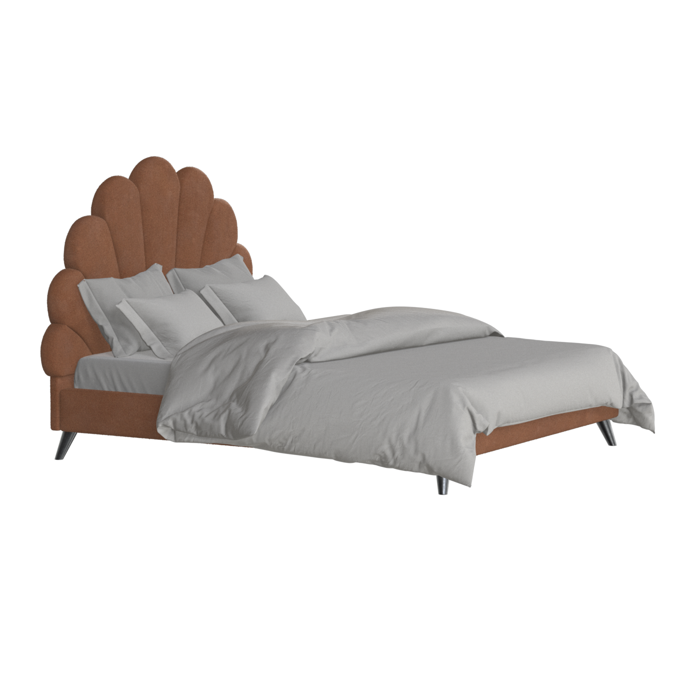 Evelina Curved Headboard Bed in Soft Upholstery
