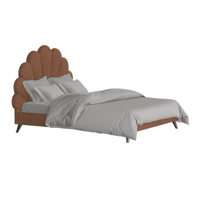Evelina Curved Headboard Bed in Soft Upholstery