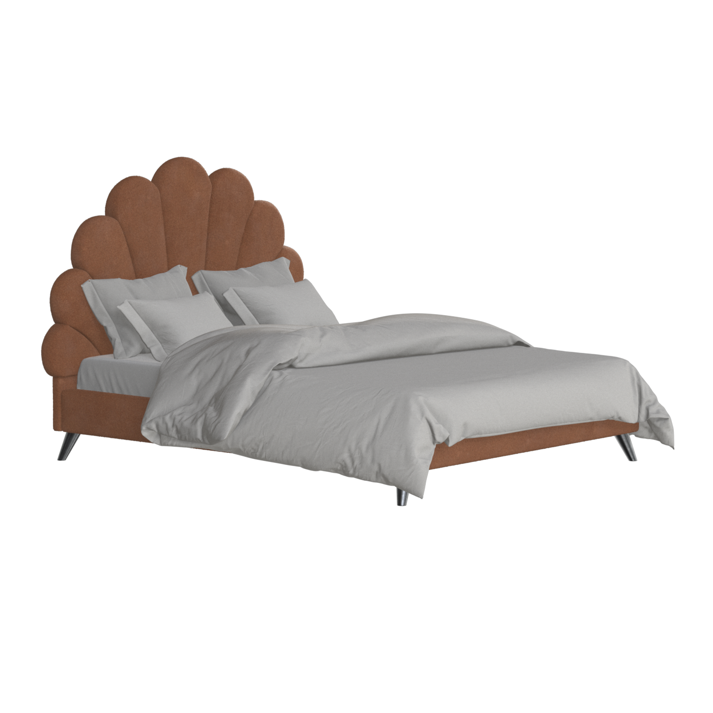Evelina Curved Headboard Bed in Soft Upholstery