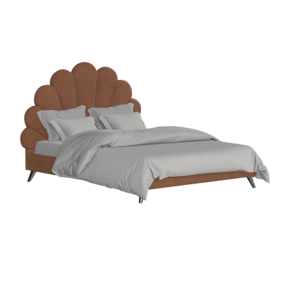 Evelina Curved Headboard Bed in Soft Upholstery