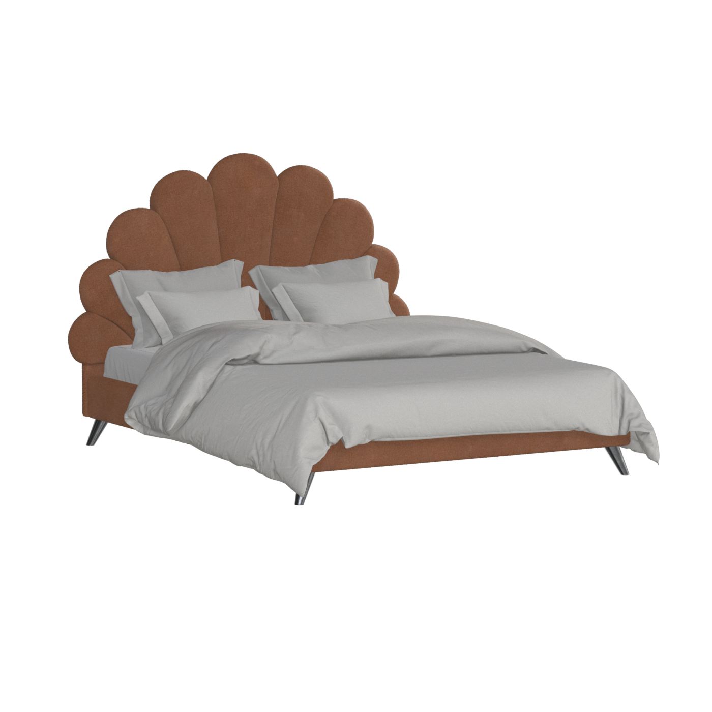 Evelina Curved Headboard Bed in Soft Upholstery