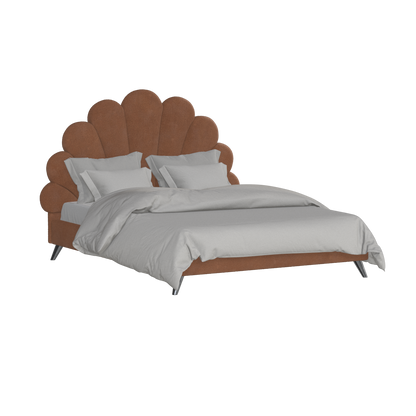Evelina Curved Headboard Bed in Soft Upholstery