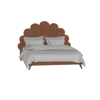 Evelina Curved Headboard Bed in Soft Upholstery