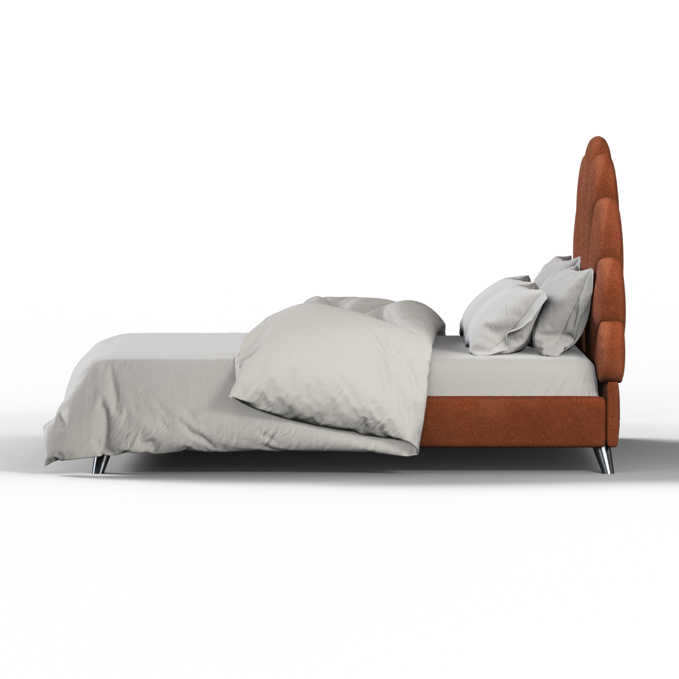 Evelina Curved Headboard Bed in Soft Upholstery
