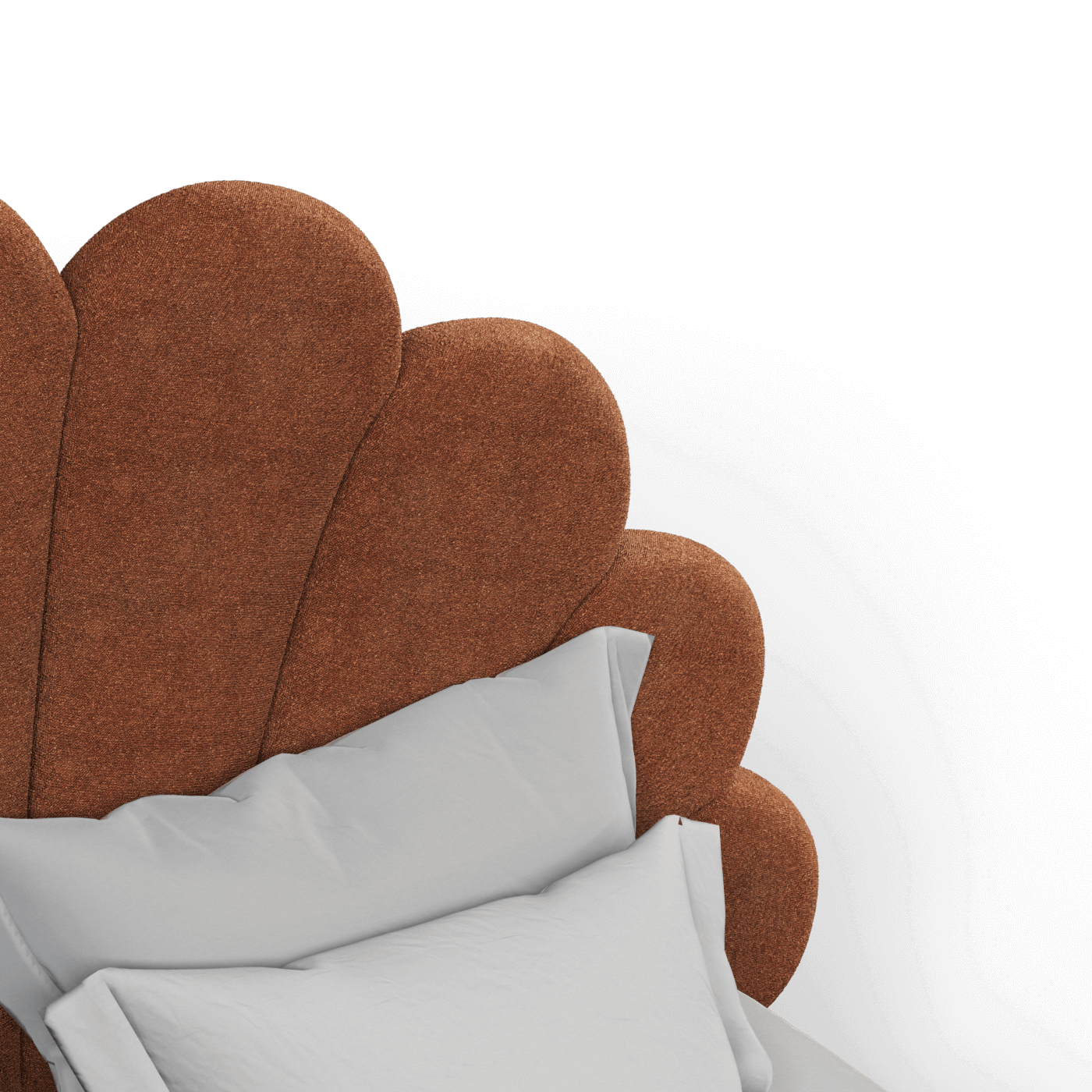 Evelina Curved Headboard Bed in Soft Upholstery