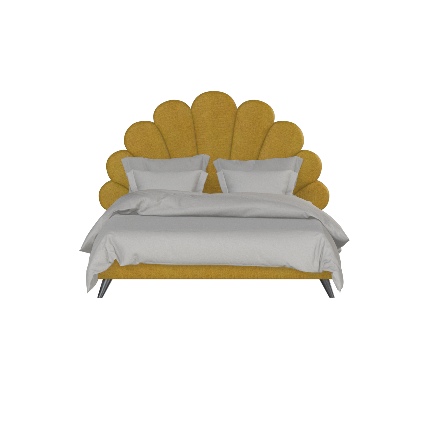 Evelina Curved Headboard Bed in Soft Upholstery