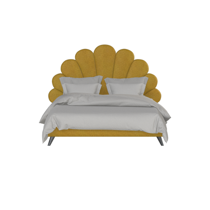 Evelina Curved Headboard Bed in Soft Upholstery