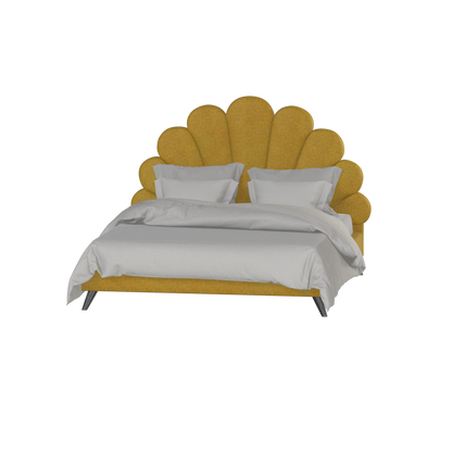 Evelina Curved Headboard Bed in Soft Upholstery