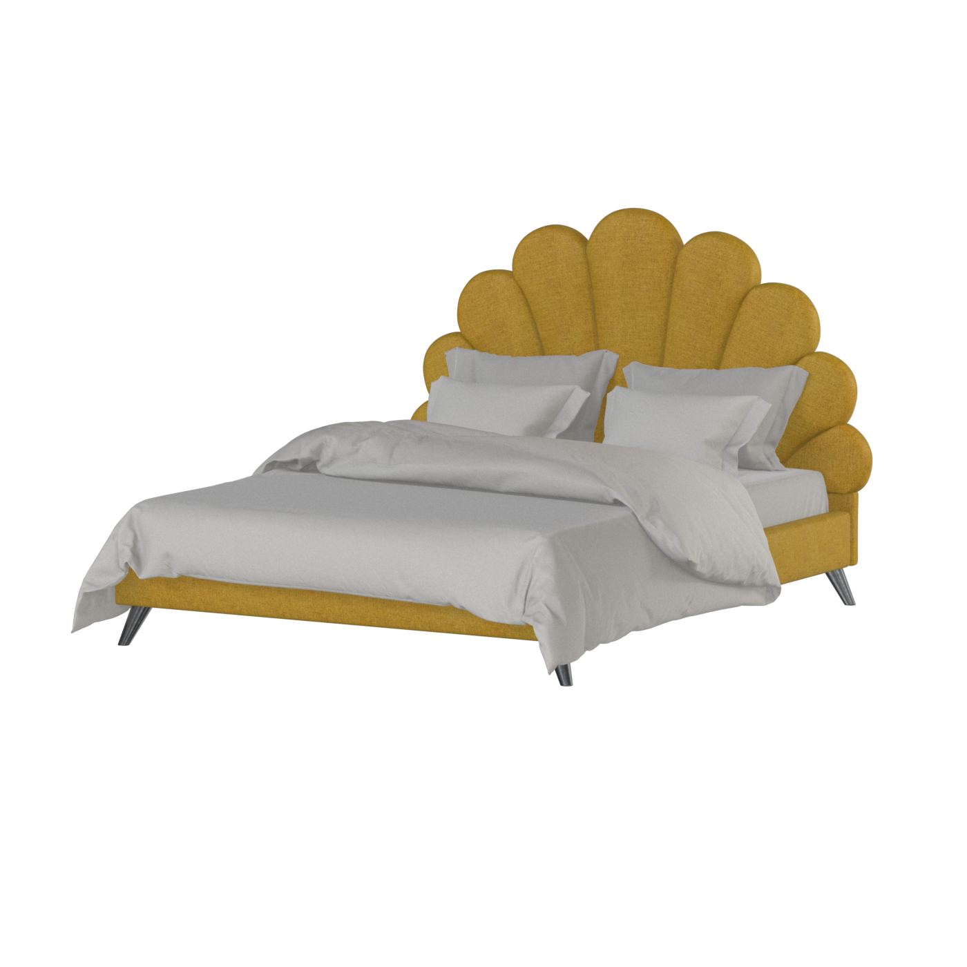 Evelina Curved Headboard Bed in Soft Upholstery