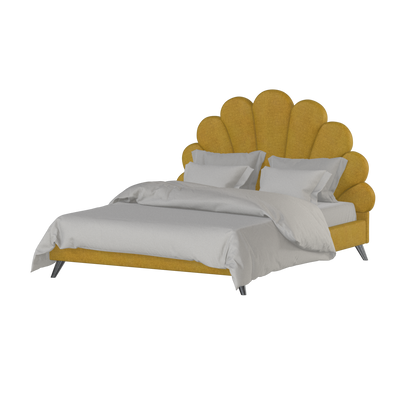Evelina Curved Headboard Bed in Soft Upholstery