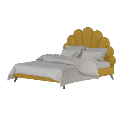 Evelina Curved Headboard Bed in Soft Upholstery