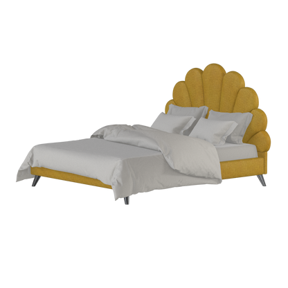 Evelina Curved Headboard Bed in Soft Upholstery