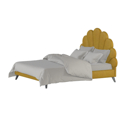 Evelina Curved Headboard Bed in Soft Upholstery