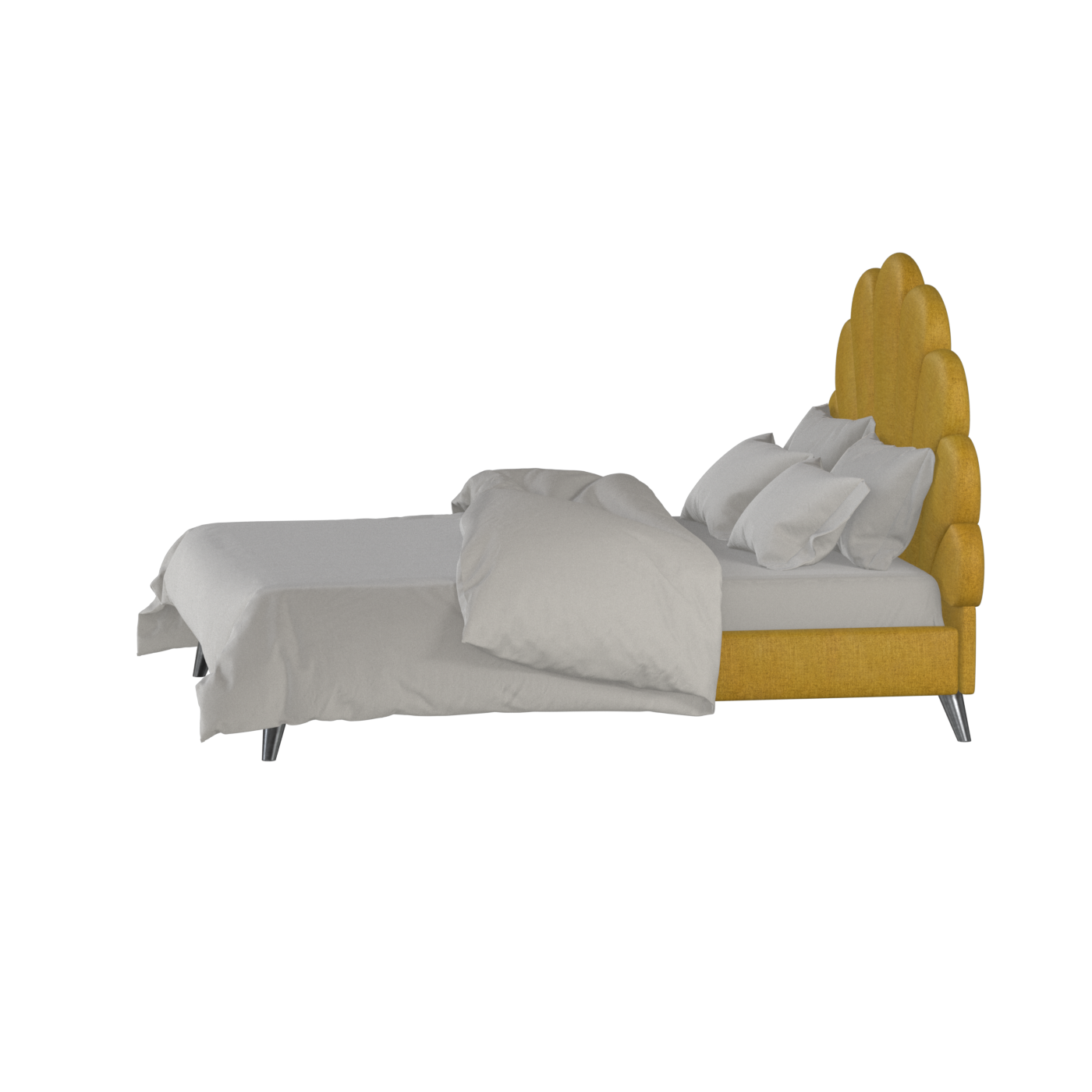 Evelina Curved Headboard Bed in Soft Upholstery