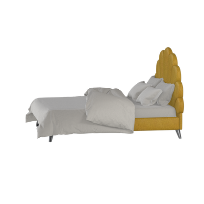 Evelina Curved Headboard Bed in Soft Upholstery