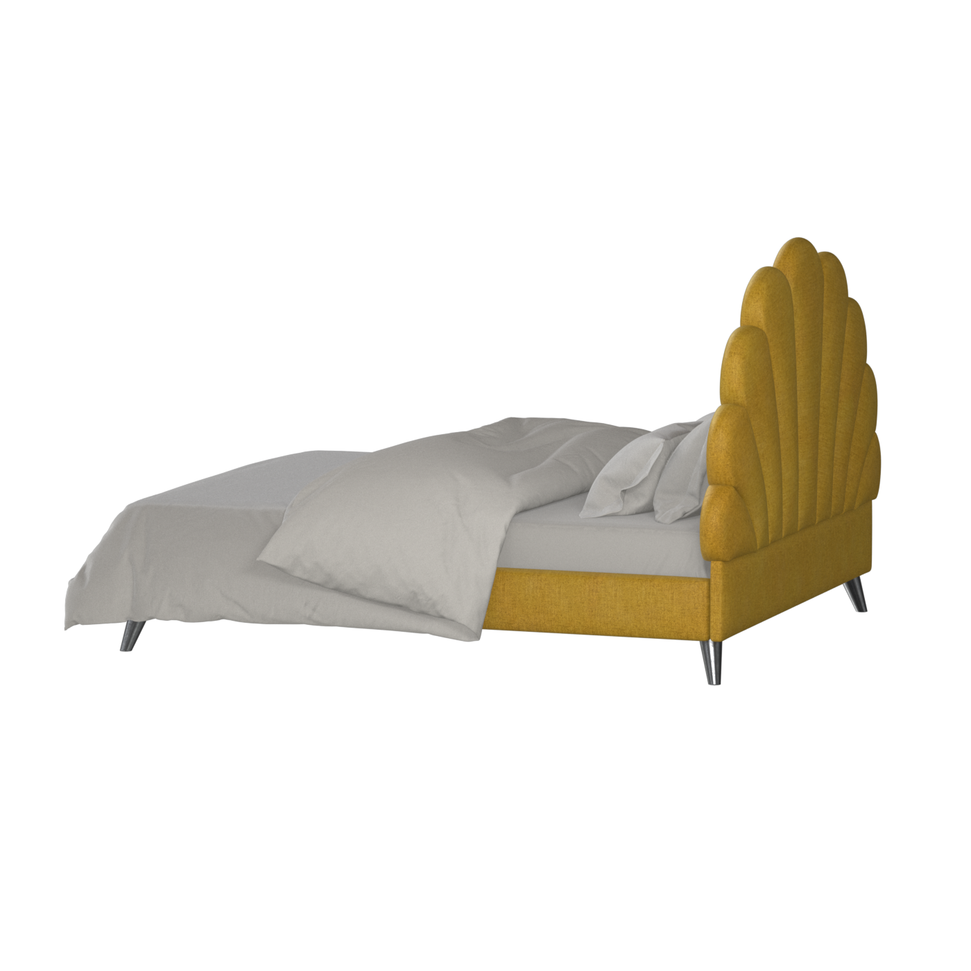 Evelina Curved Headboard Bed in Soft Upholstery