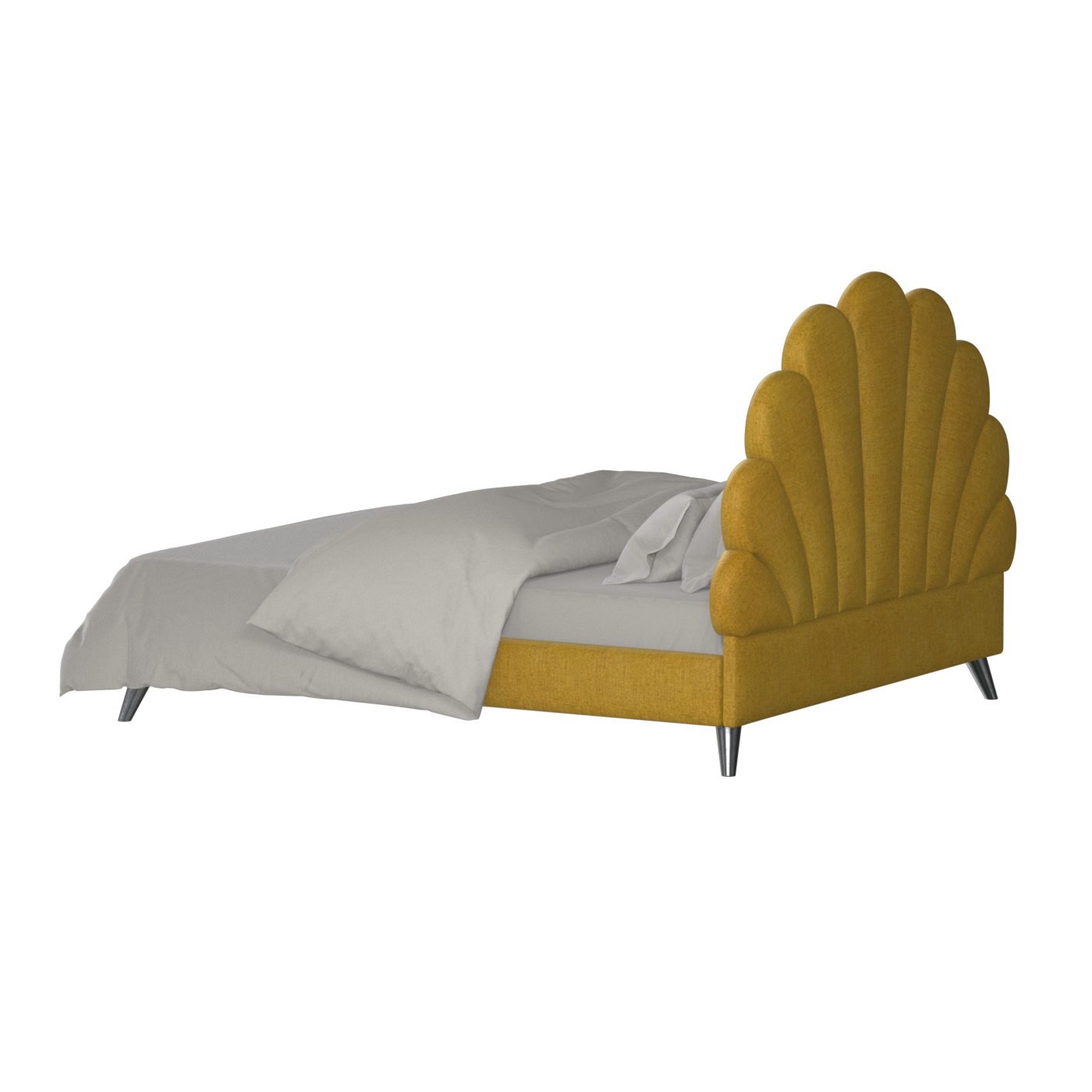 Evelina Curved Headboard Bed in Soft Upholstery