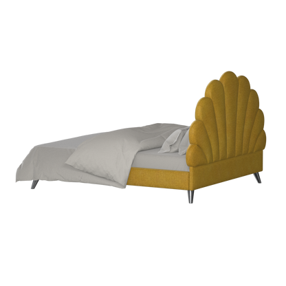 Evelina Curved Headboard Bed in Soft Upholstery