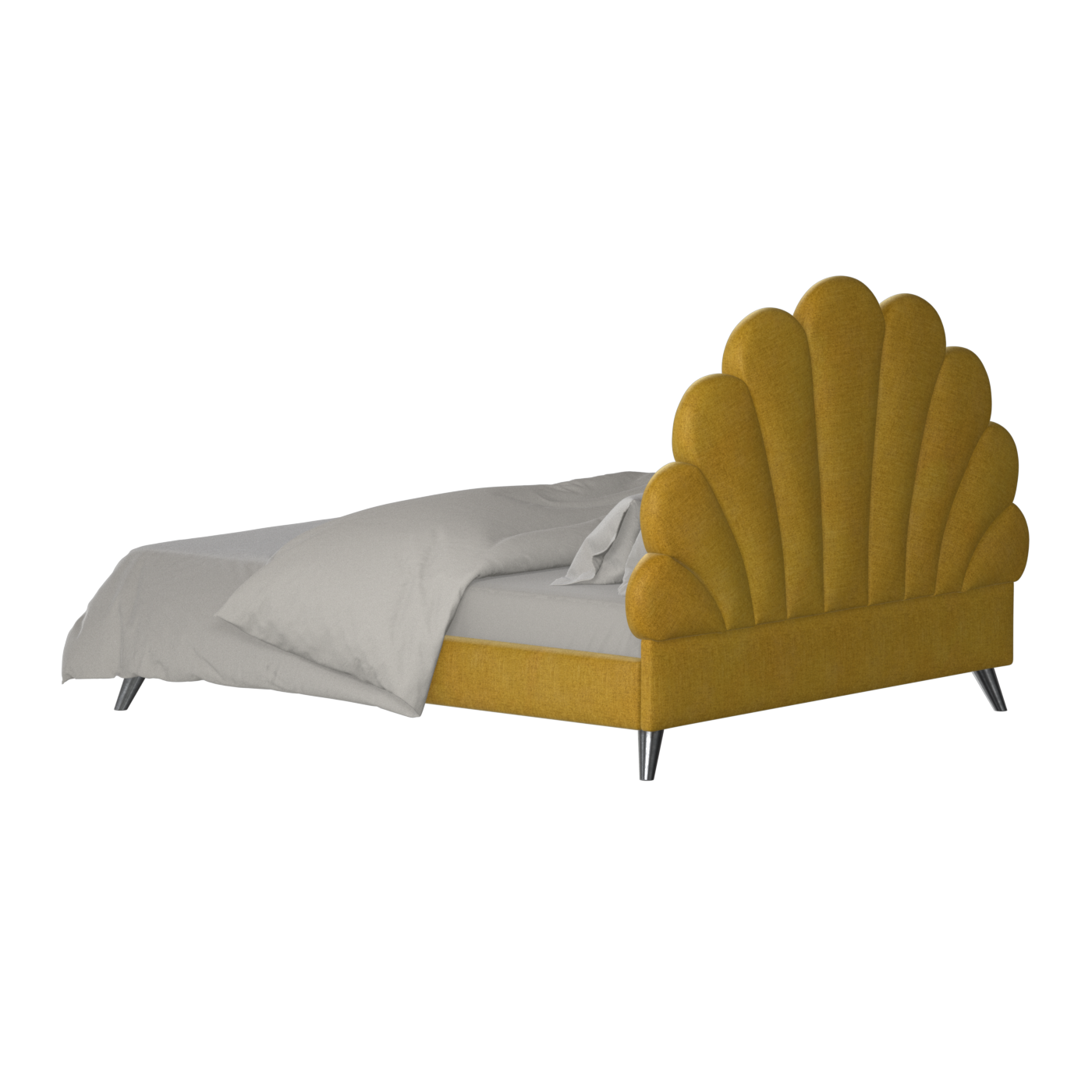 Evelina Curved Headboard Bed in Soft Upholstery