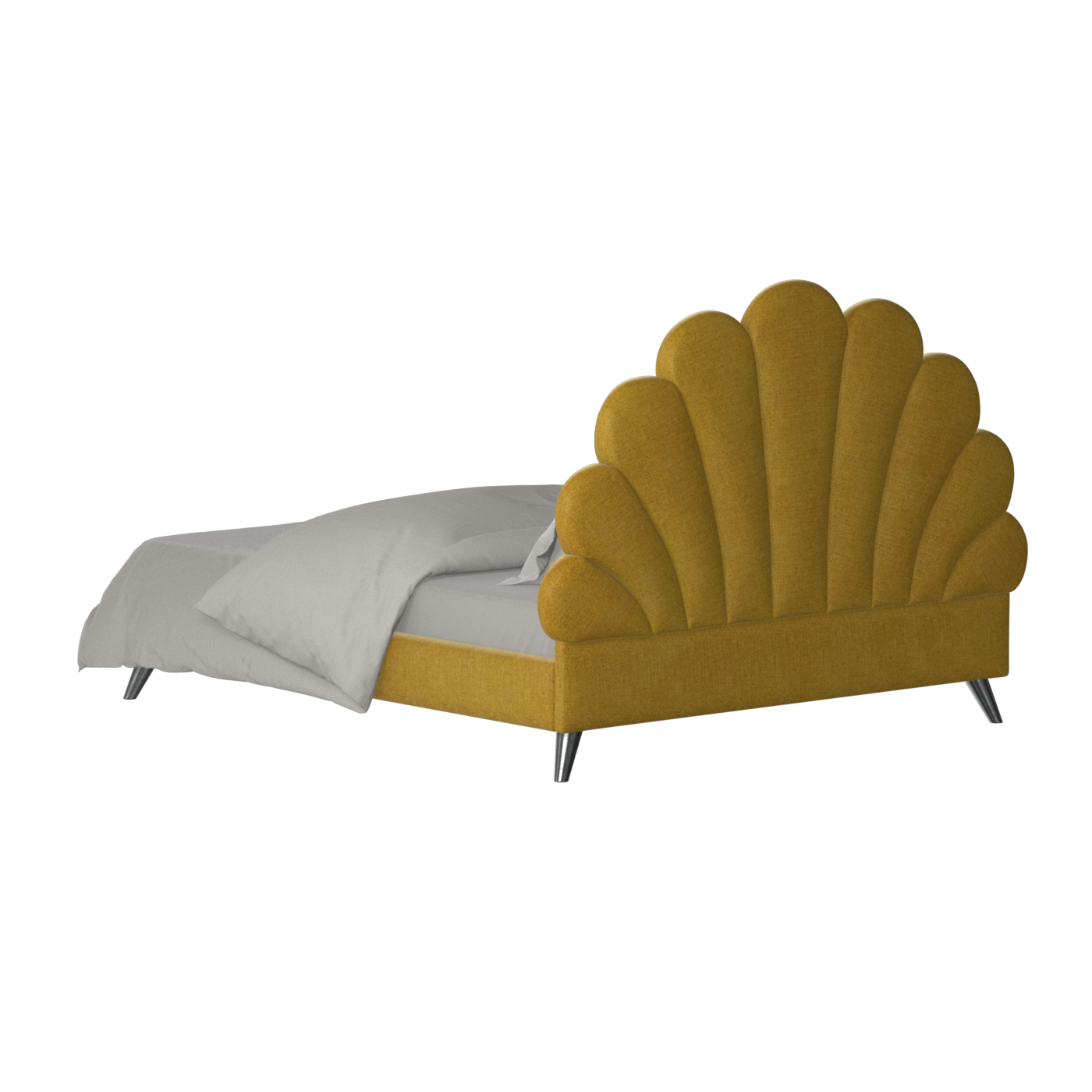 Evelina Curved Headboard Bed in Soft Upholstery