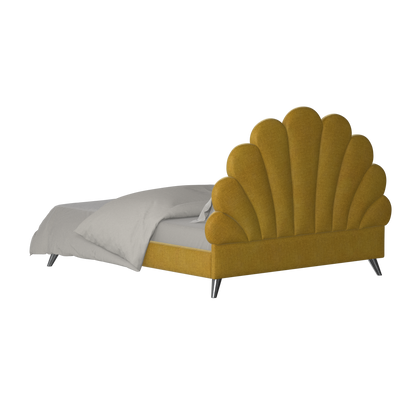 Evelina Curved Headboard Bed in Soft Upholstery