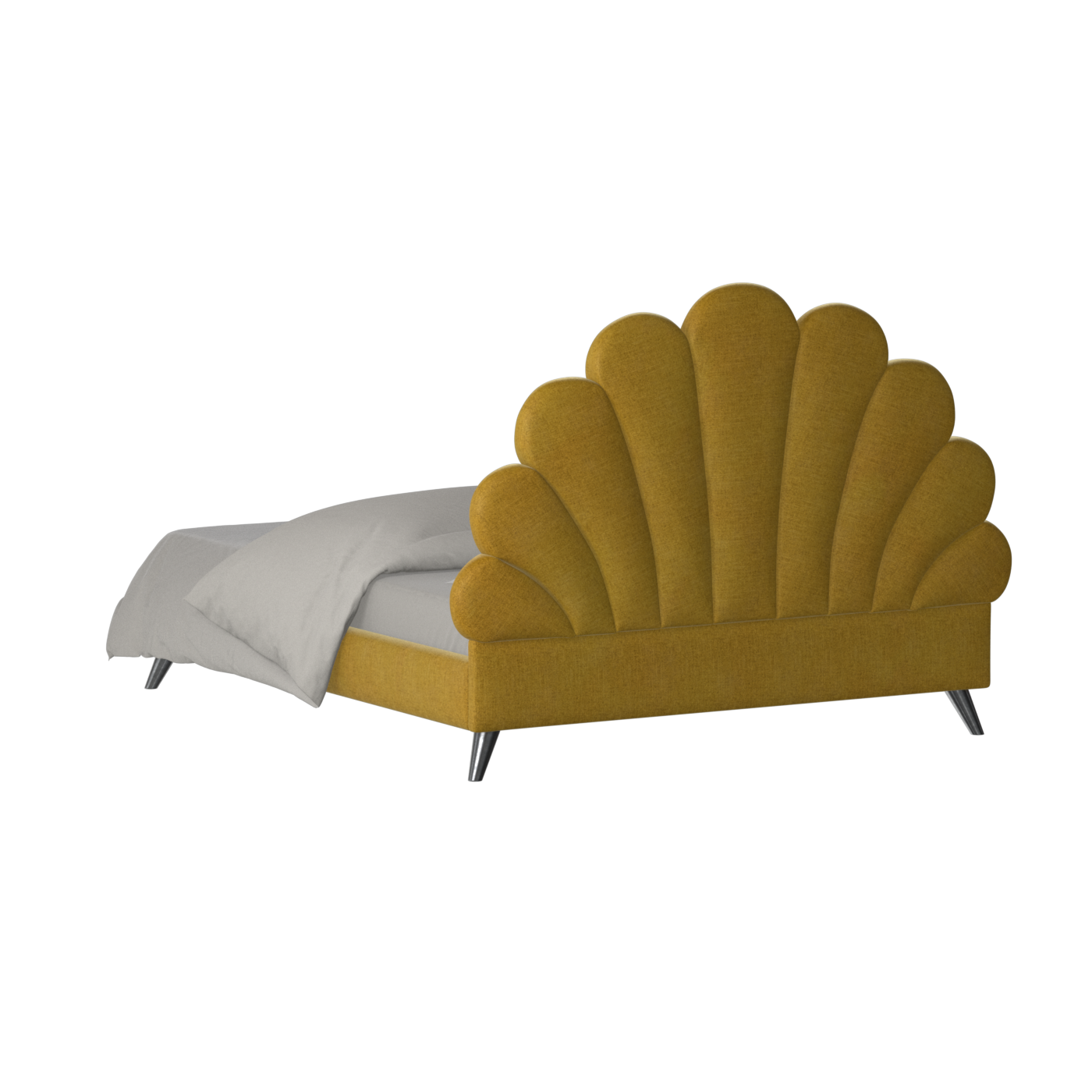 Evelina Curved Headboard Bed in Soft Upholstery