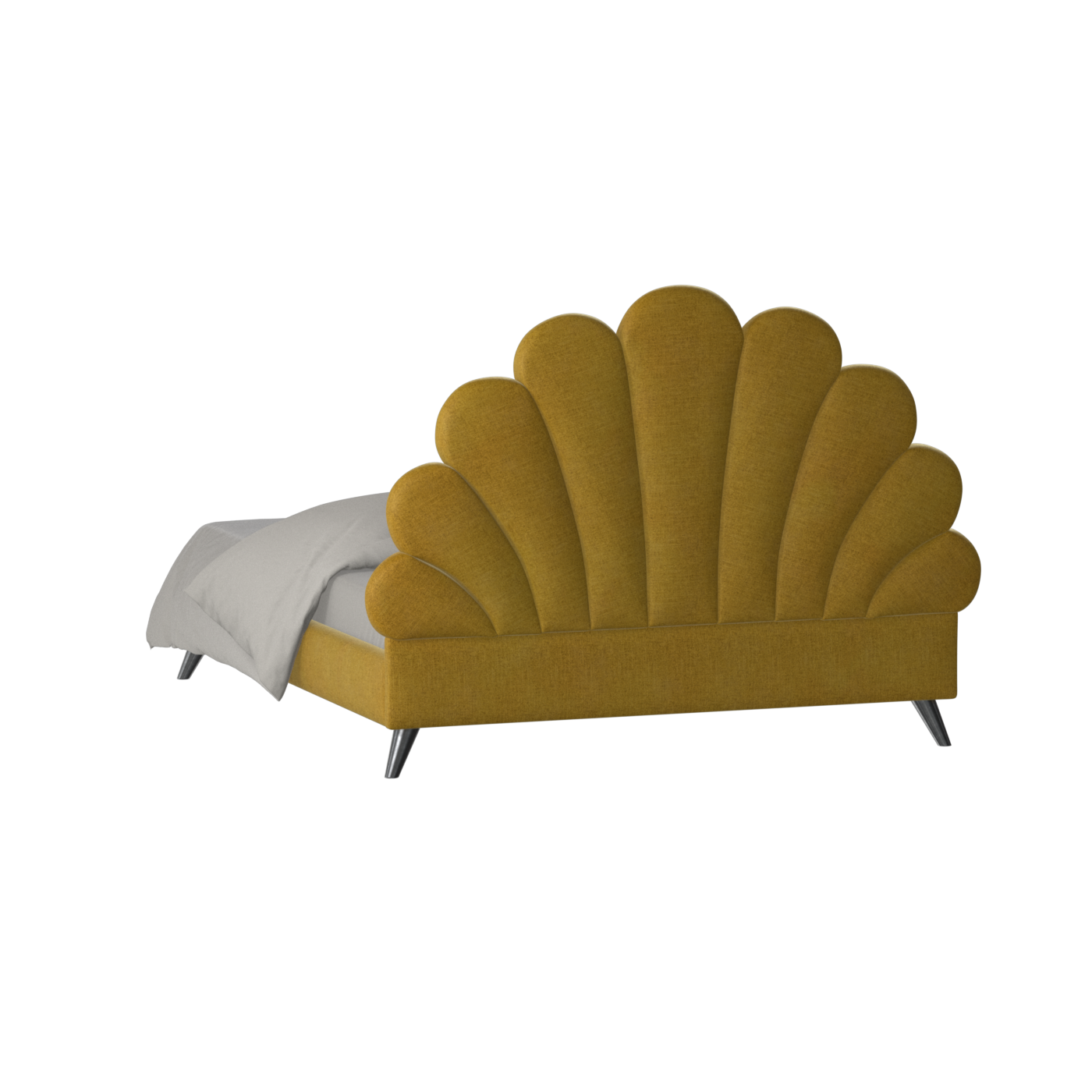 Evelina Curved Headboard Bed in Soft Upholstery
