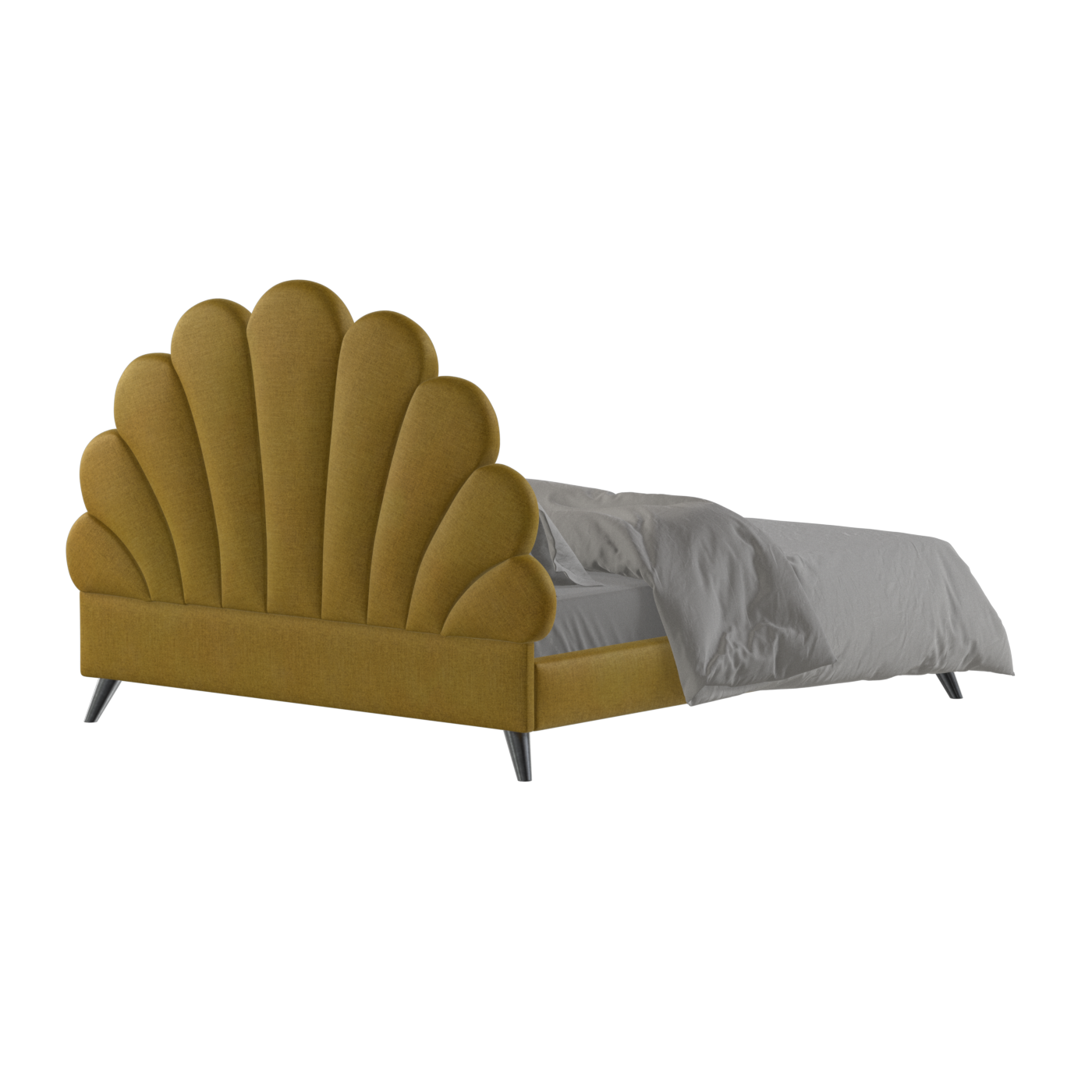 Evelina Curved Headboard Bed in Soft Upholstery